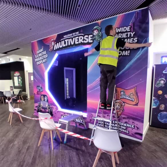 An image of the Little Astronauts wall graphic sign installation
